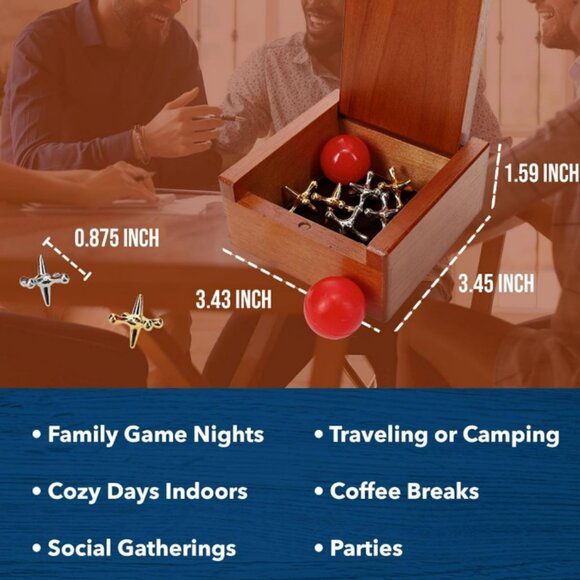 Classic Jacks Game in a Nostalgic Retro Keepsake Wooden Box - NIB/NWT - Picture 10 of 10